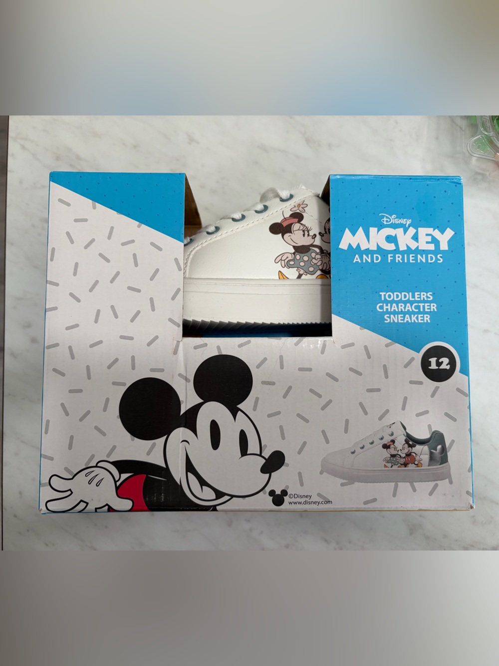 Disney White Toddler Sneakers with Mickey and Minnie Mouse Graphic